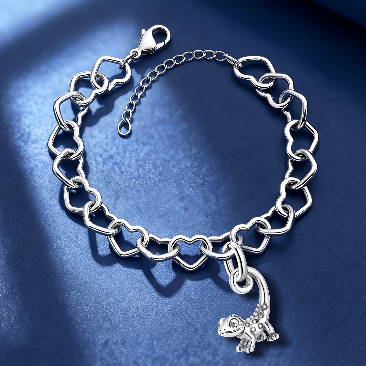 1pc Lizard Vintage Pendant Bracelet, 925 Silver Plated
